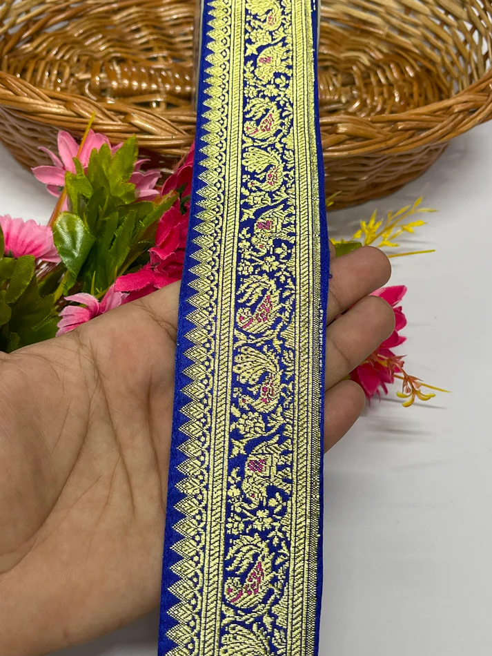 Original Banarasi Saree Lace Border - Royal Blue